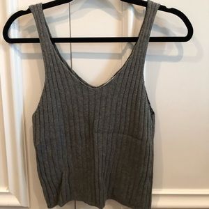 Grey Ribbed Tank Top Size L